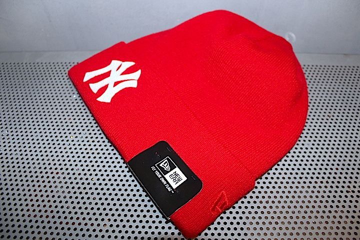 Basic Cuff Knit Cap Team Logo NewYork Yankees Red