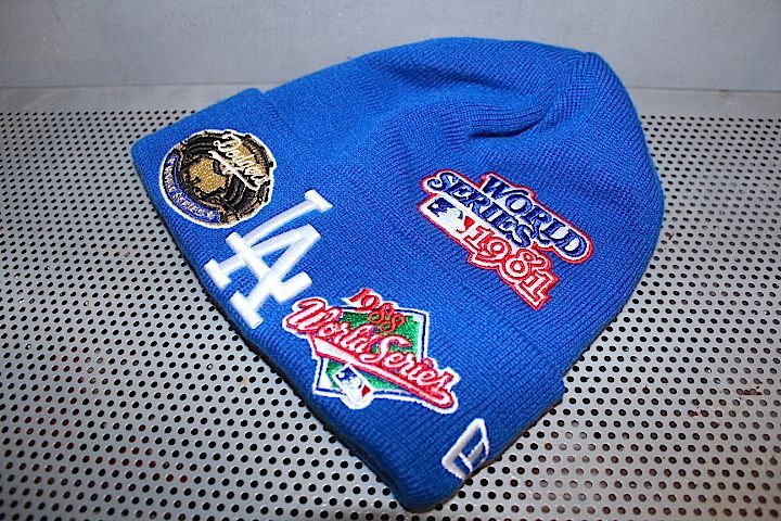 Basic Cuff Knit Cap Multi Logo Los Angeles Dodgers Blue Royal World Series