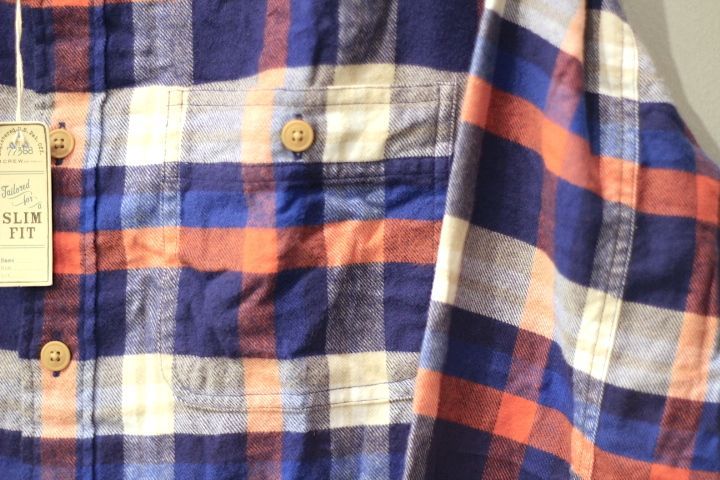 J.Crew(ジェイクルー) L/S Checked Flannel Shirts Slim Fit Orange Royal White