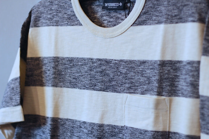 2Tone Heather Border Tee White Navy