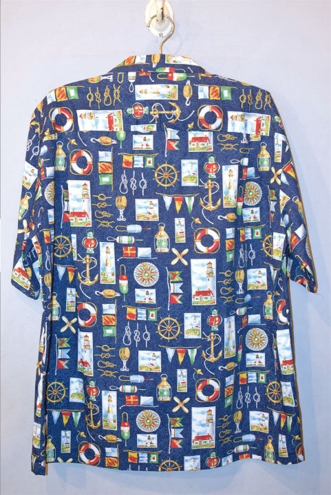 Pacific legend Aloha Shirts Ship Allover Navy パシフィック レジェンド アロハシャツ シップ