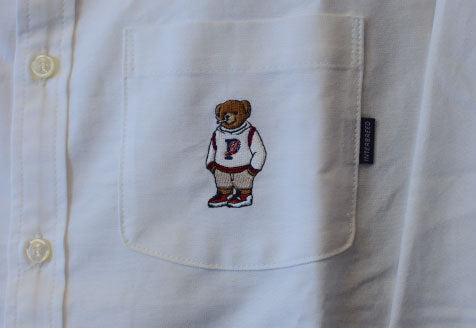 P WING Bear Oxford Shirt White FBI ベアー オックスフォード シャツ ホワイト Long Sleeve
