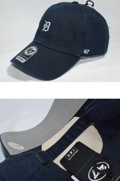 47 Brand(フォーティーセブンブランド) Detroit Tigers Ball Cap Small Logo Navy White ネイビー ホワイト スモール ロゴ Round 6 Panel ラウンド ボール キャップ MLB メジャー リーグ ベースボール リミテッド スポーツ デトロイト タイガース 海外買い付け 限定