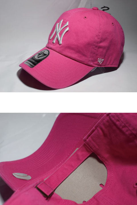 47 Brand(フォーティーセブンブランド)New York Yankees Ball Cap Logo Pink Whitet ピンク ホワイト スモール ロゴ Round 6 Panel