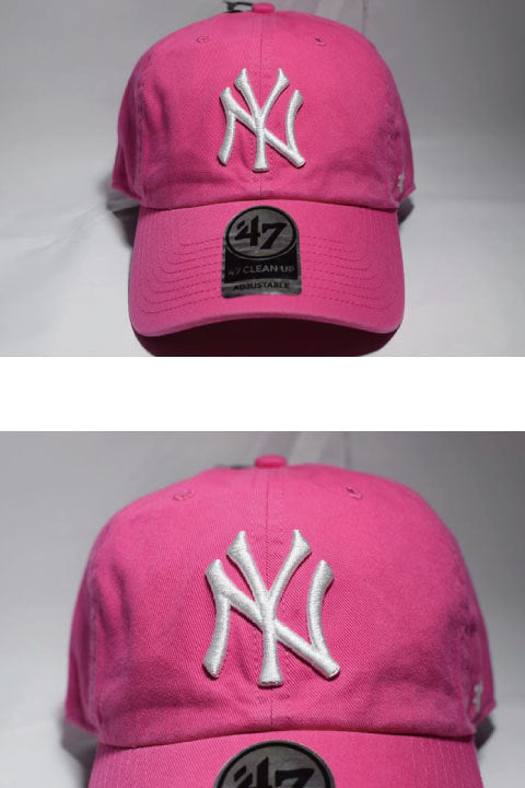 47 Brand(フォーティーセブンブランド)New York Yankees Ball Cap Logo Pink Whitet ピンク ホワイト スモール ロゴ Round 6 Panel