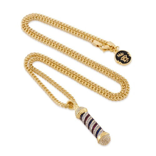 14K Gold Plated Barber Shop Pole Sighn Necklace ネックレス バーバー ポール サイン ゴールド