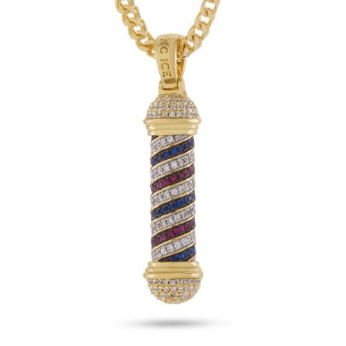 14K Gold Plated Barber Shop Pole Sighn Necklace ネックレス バーバー ポール サイン ゴールド