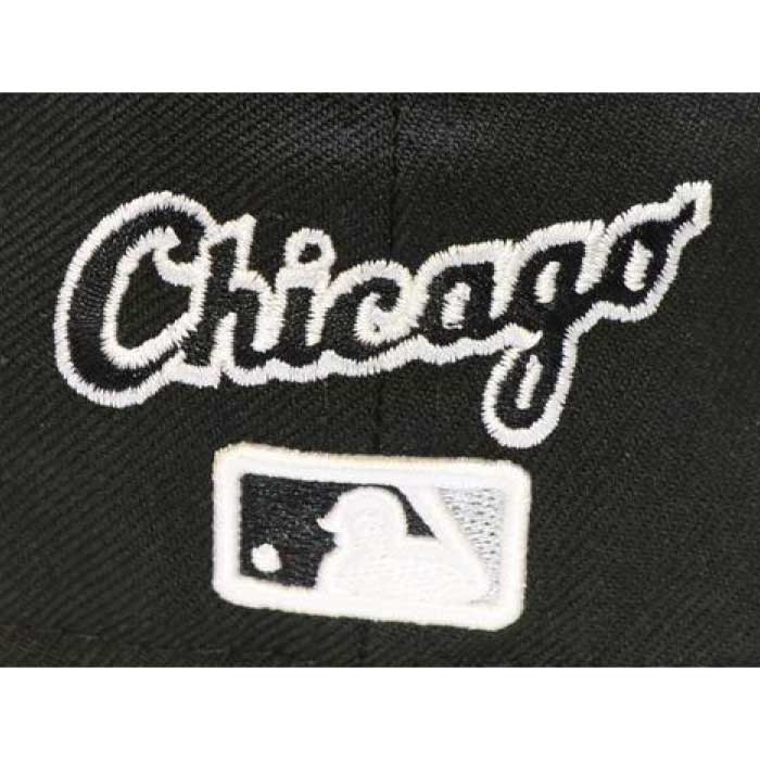 59Fifty Chicago White Sox Cap Black White シカゴ・ホワイトソック US 全面 刺繍 デザイン キャップ 帽子 MLB 公式 Official 海外限定