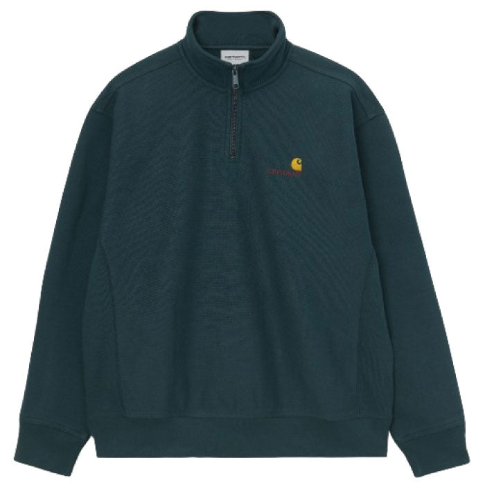 Half Zip American Script Sweat Shirt ハーフ ジップ アメリカン スクリプト ロゴ スウェット シャツ Deep Lagoon Green グリーン