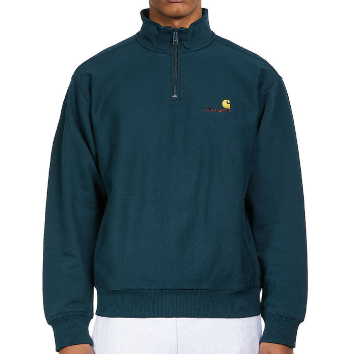 Half Zip American Script Sweat Shirt ハーフ ジップ アメリカン スクリプト ロゴ スウェット シャツ Deep Lagoon Green グリーン