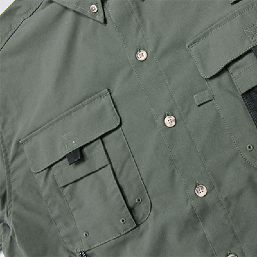 Ripstop Utility S/S Multi Pocket Shirts Fishing ユーティリティー フィッシング 半袖 シャツ Olive Green オリーブ グリーン