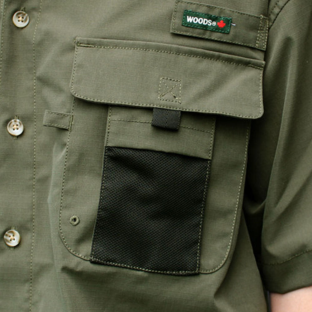 Ripstop Utility S/S Multi Pocket Shirts Fishing ユーティリティー フィッシング 半袖 シャツ Olive Green オリーブ グリーン