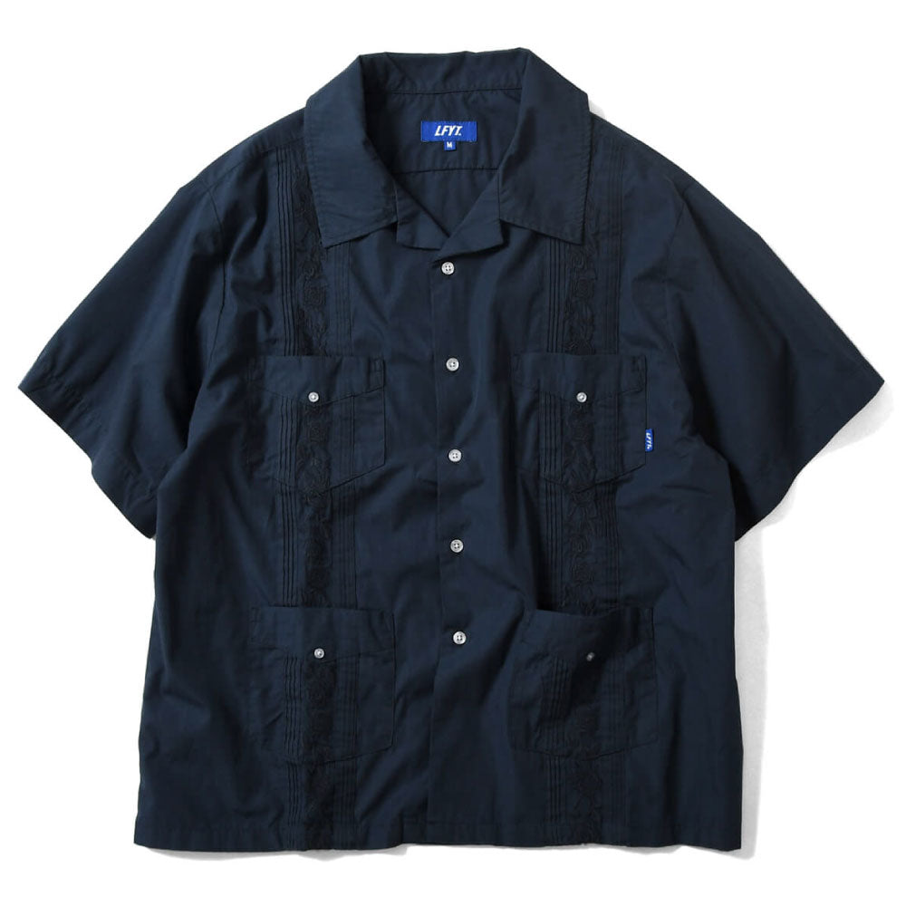 Rose Cuban S/S Shirt 半袖 キューバ シャツ embroidery 刺繍 ローズ Navy ネイビー