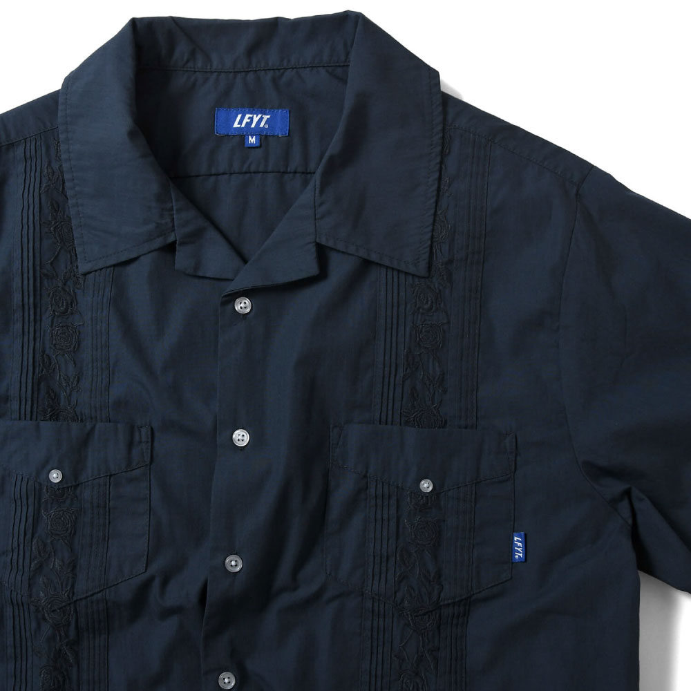Rose Cuban S/S Shirt 半袖 キューバ シャツ embroidery 刺繍 ローズ Navy ネイビー