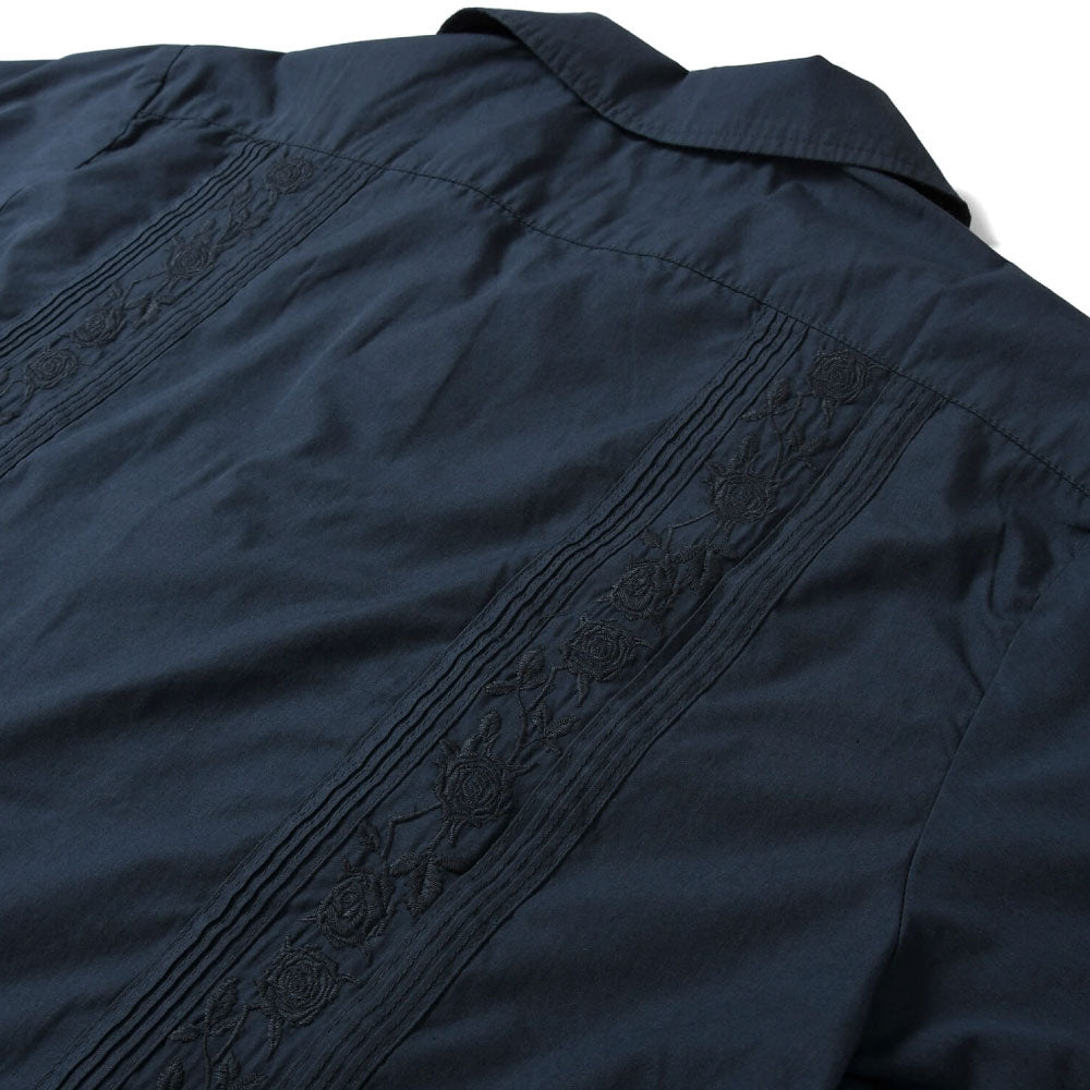 Rose Cuban S/S Shirt 半袖 キューバ シャツ embroidery 刺繍 ローズ Navy ネイビー