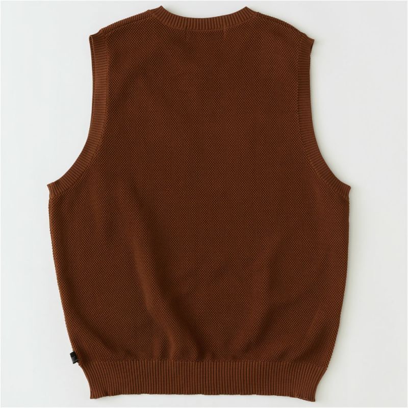 Kanokost V- Neck Vest カノコ Vネック ベスト ジップ ポケット Brown