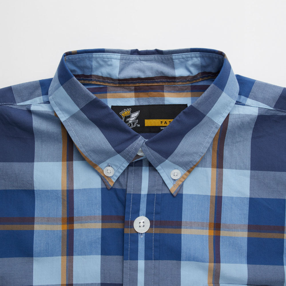 Deka Cheka L/S Shirt チェック ボタンダウン 長袖 シャツ Blue