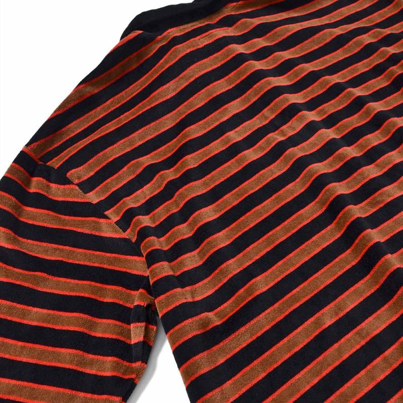 Half Zip Velour Shirt 長袖 ハーフ ジップ ベロア シャツ Brown