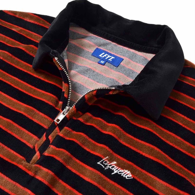 Half Zip Velour Shirt 長袖 ハーフ ジップ ベロア シャツ Brown