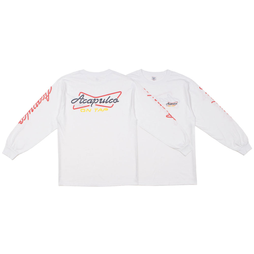 Buy Back Retro L/S Neon embroidery Tee ロングスリーブ ロンT 長袖 Tシャツ 刺繍 White