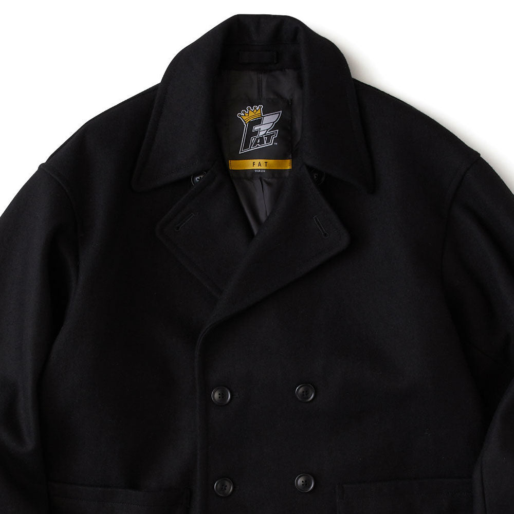 Pover P-Coat ウール メルトン Pコート ジャケット リラックス Black