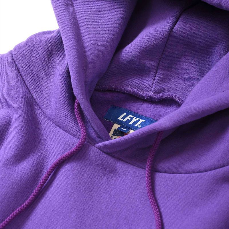 Striped Rib Small LF Logo US Cotton Hooded Sweatshirt ストライプ リブ ロゴ プルオーバー パーカー スウェット Purple