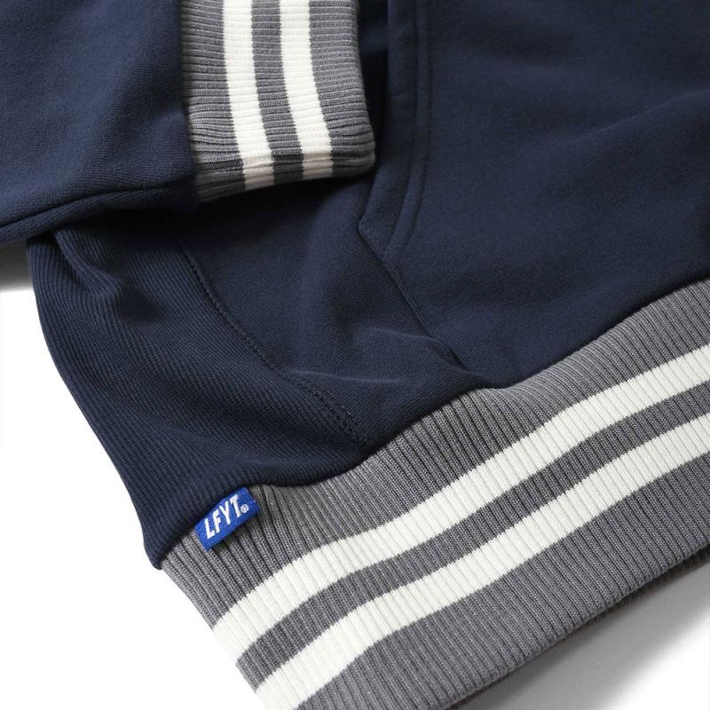 Striped Rib Small LF Logo US Cotton Hooded Sweatshirt プルオーバー パーカー スウェット Navy