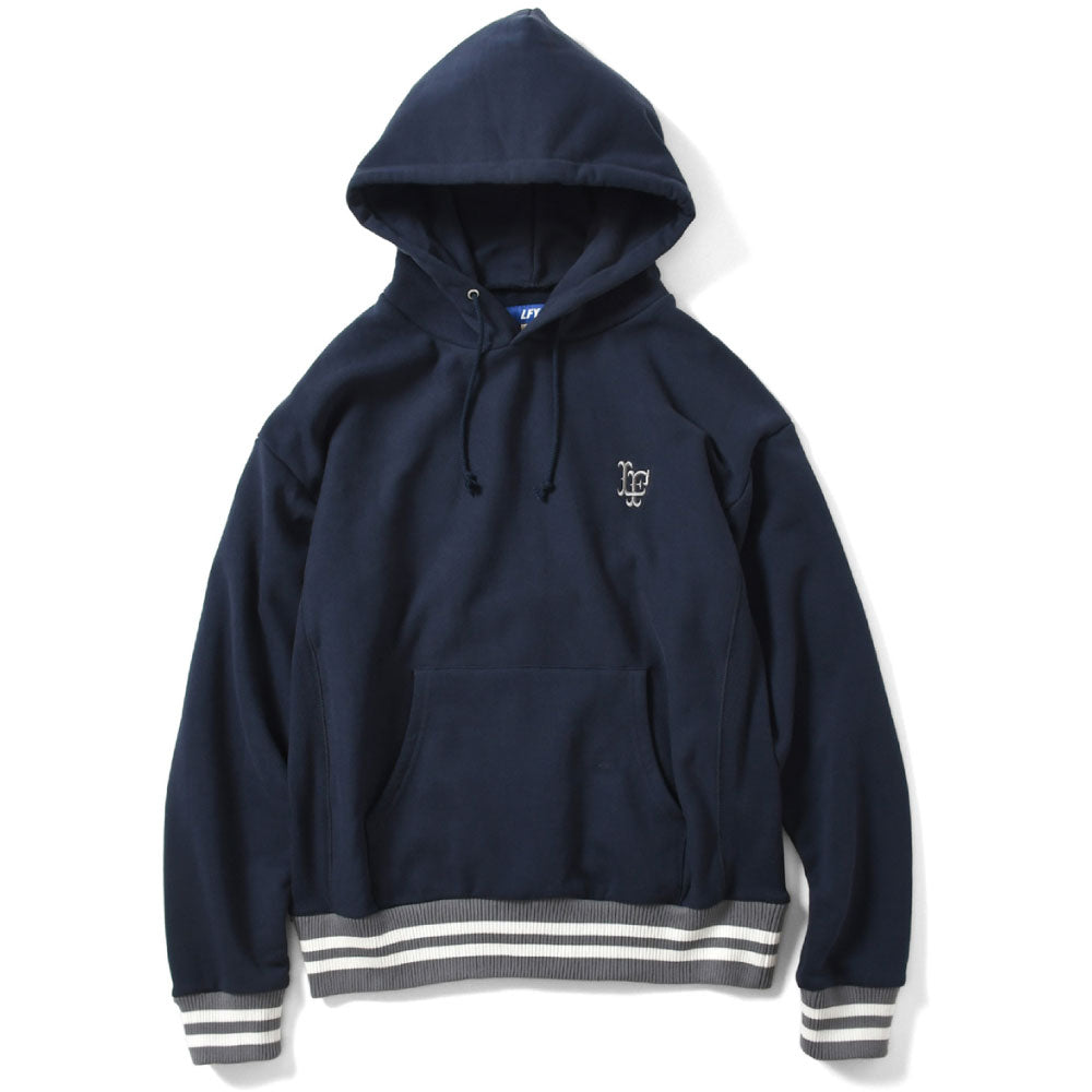 Striped Rib Small LF Logo US Cotton Hooded Sweatshirt プルオーバー パーカー スウェット Navy