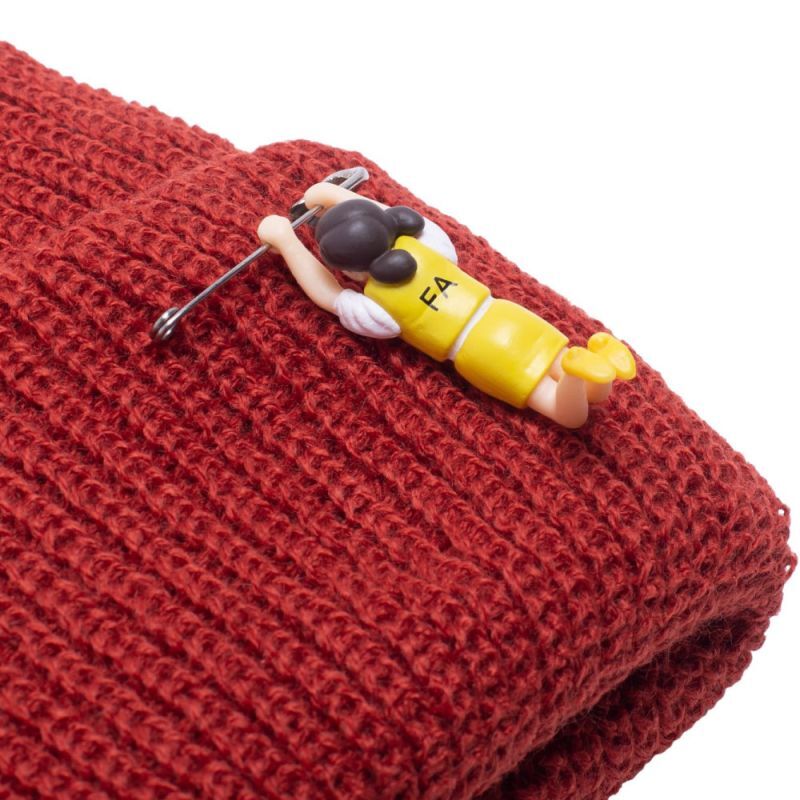 Hanging Girl Cuff Beanie ロゴ ビーニー ニット キャップ 帽子 Rust Red Royal Blue