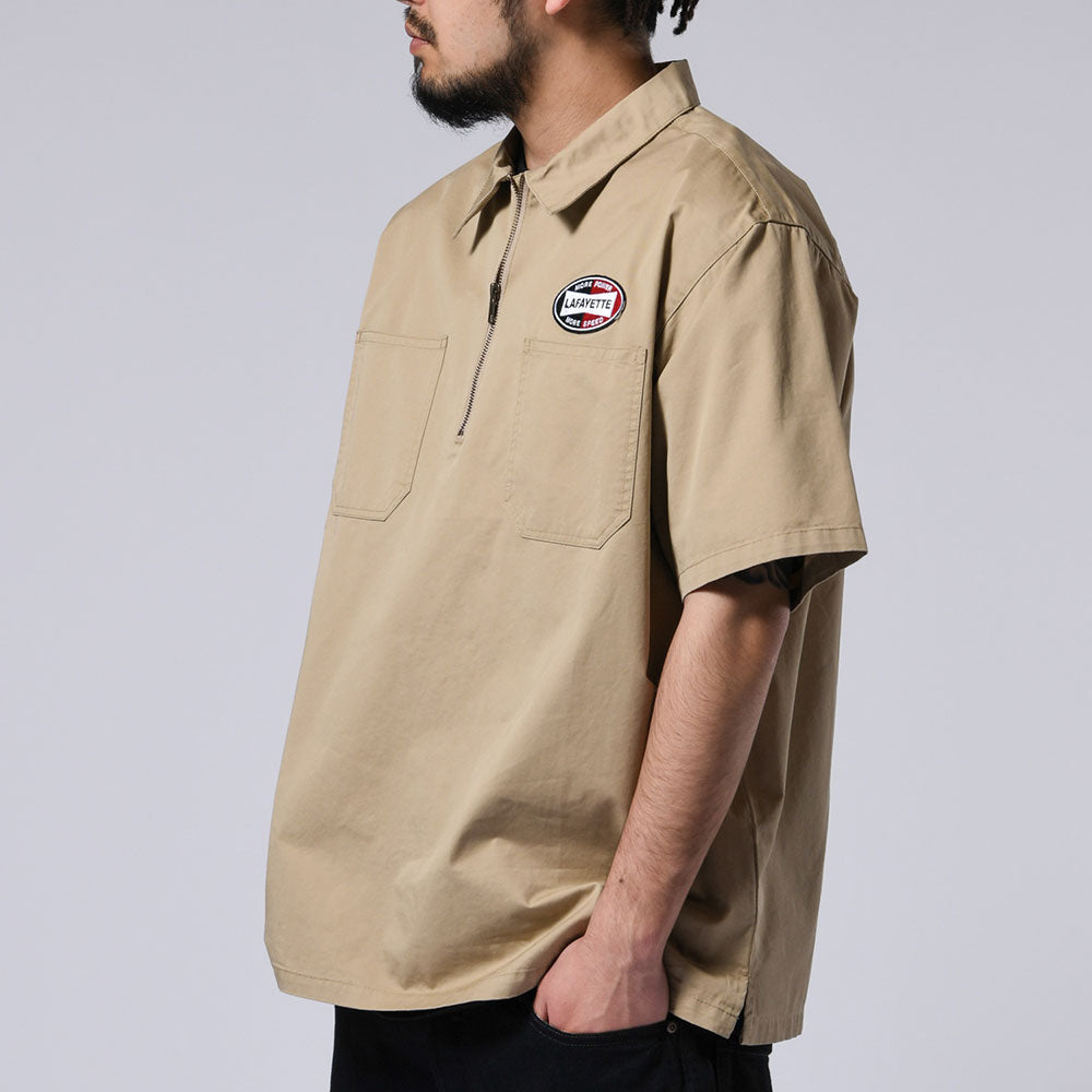 Ignition Logo Half Zip Work Shirt 半袖 ハーフジップ シャツ Beige