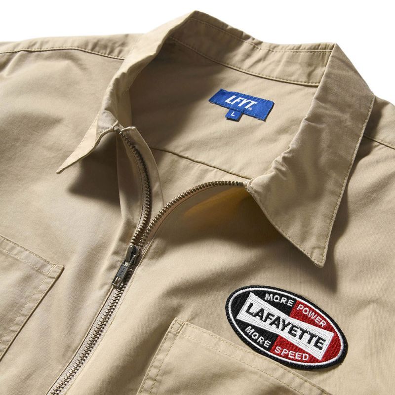 Ignition Logo Half Zip Work Shirt 半袖 ハーフジップ シャツ Beige