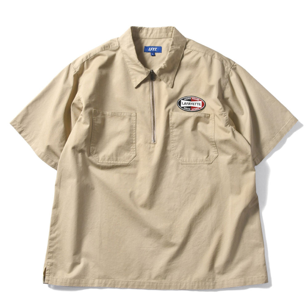 Ignition Logo Half Zip Work Shirt 半袖 ハーフジップ シャツ Beige