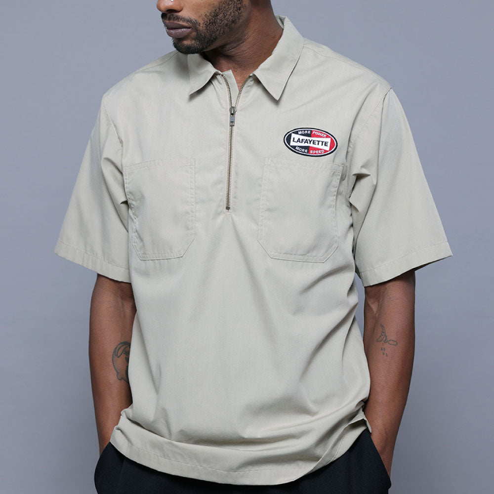 Ignition Logo Half Zip Work Shirt 半袖 ハーフジップ シャツ Beige