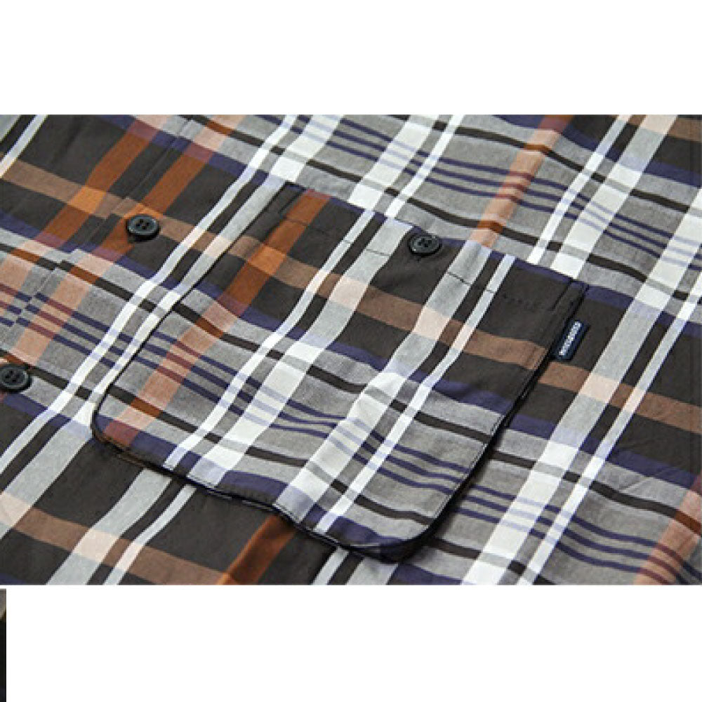 Patterned Pajama Shits チェック パターン パジャマ シャツ プレイド Brown Plaid