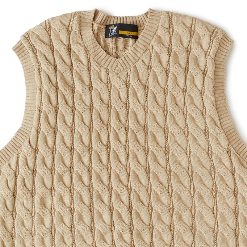Cablest V-Neck Vest Vネック ケーブル ベスト Beige