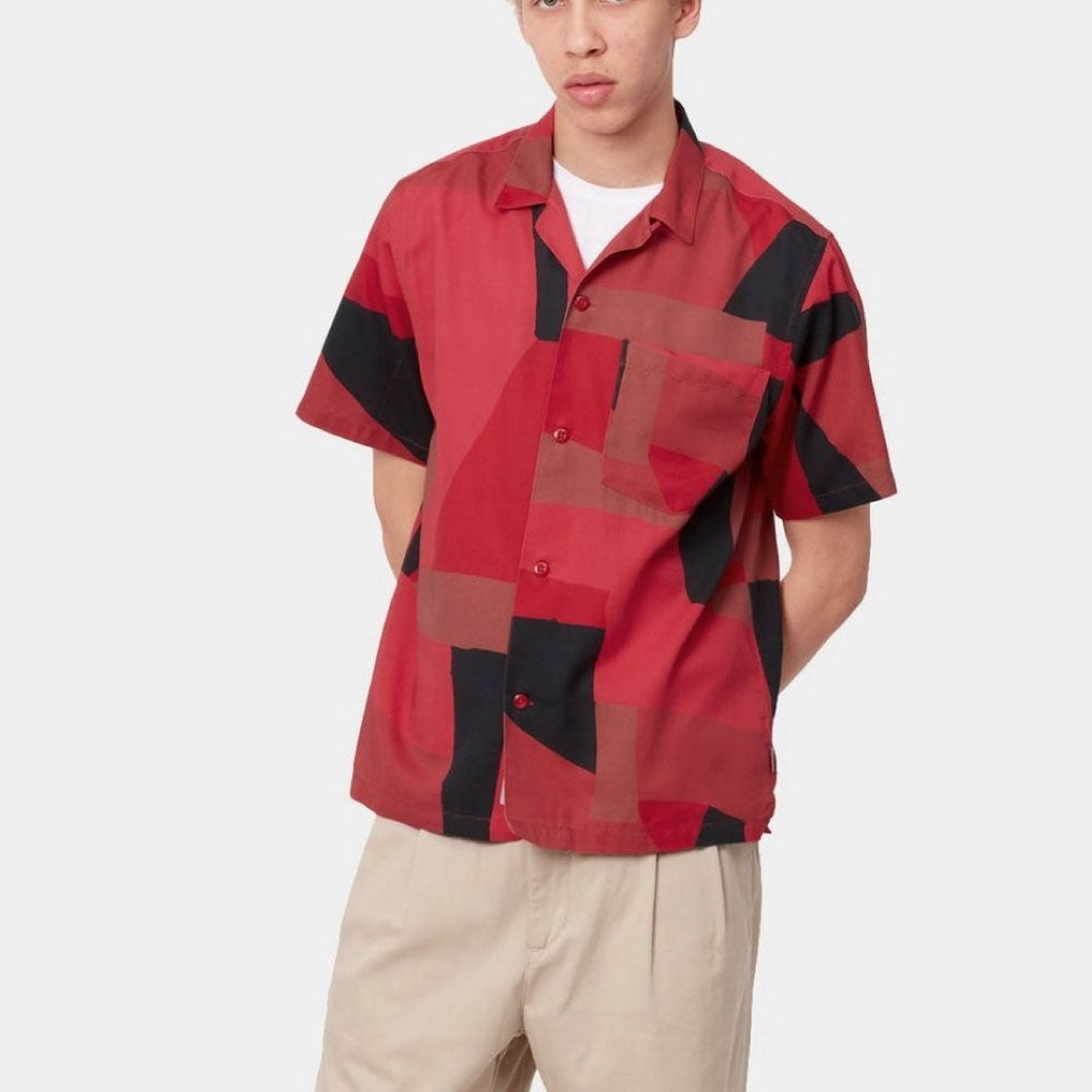 Geo S/S Shirt 半袖 ジオ サテン リゾート オープン カラーシャツ Cornel