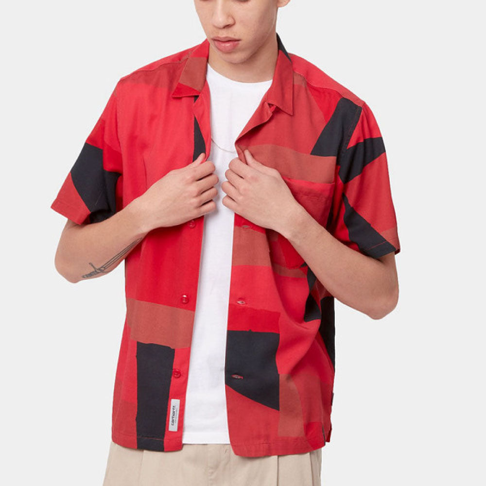 Geo S/S Shirt 半袖 ジオ サテン リゾート オープン カラーシャツ Cornel