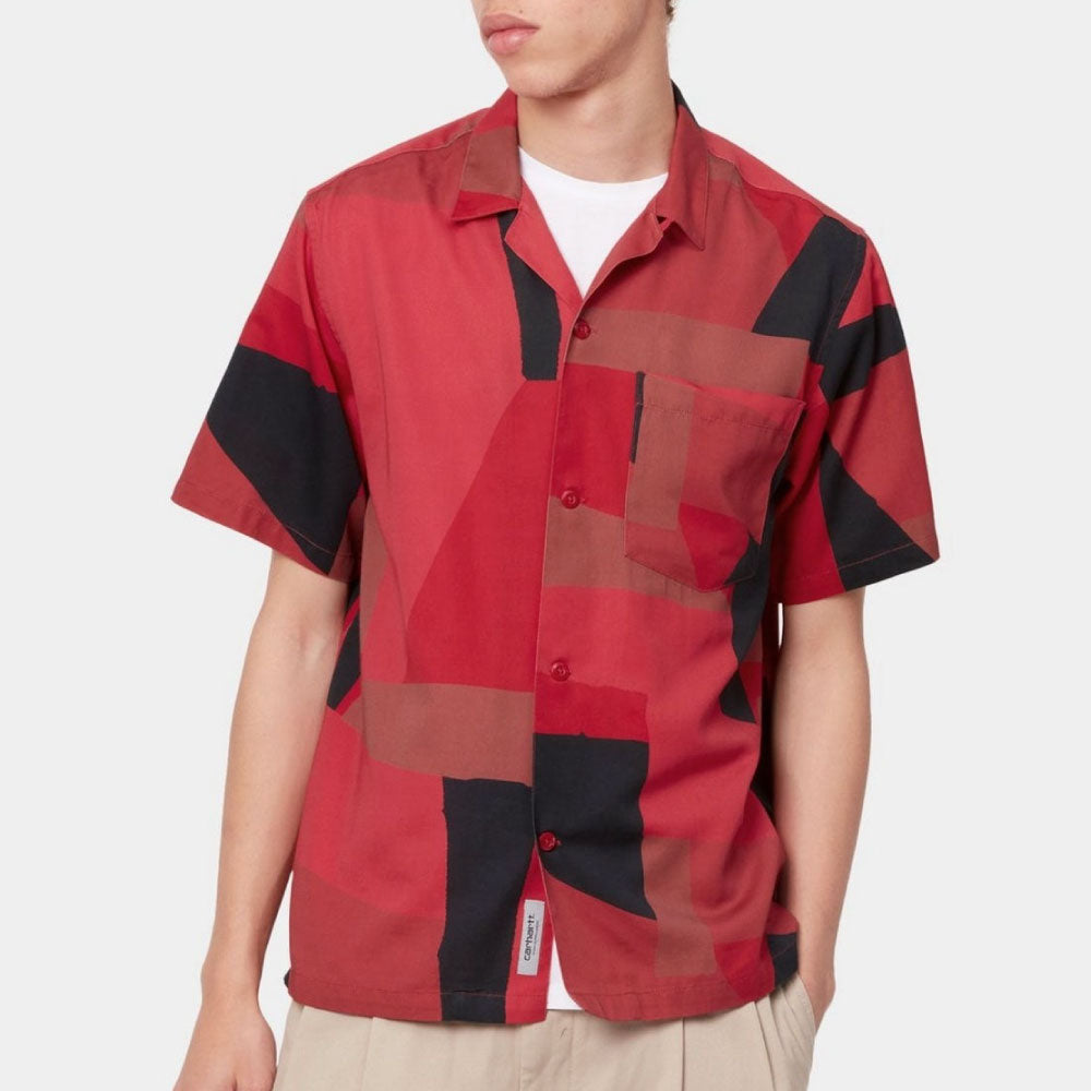 Geo S/S Shirt 半袖 ジオ サテン リゾート オープン カラーシャツ Cornel