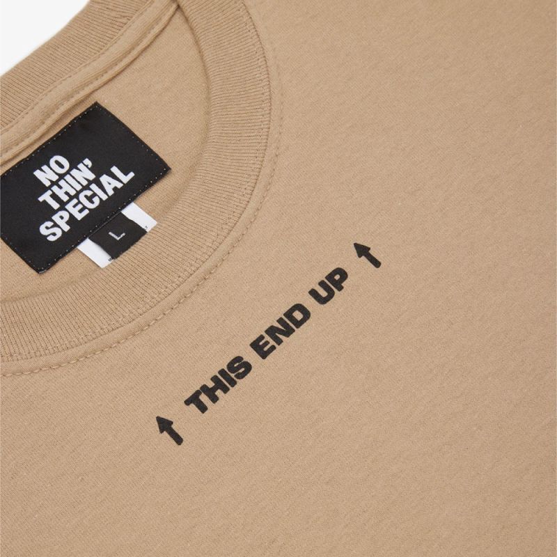 End Up L/S Tee 長袖 Tシャツ グラフィック Sand Beige