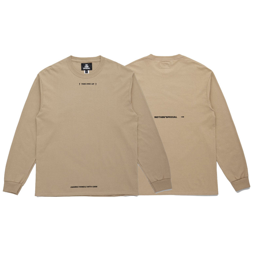 End Up L/S Tee 長袖 Tシャツ グラフィック Sand Beige