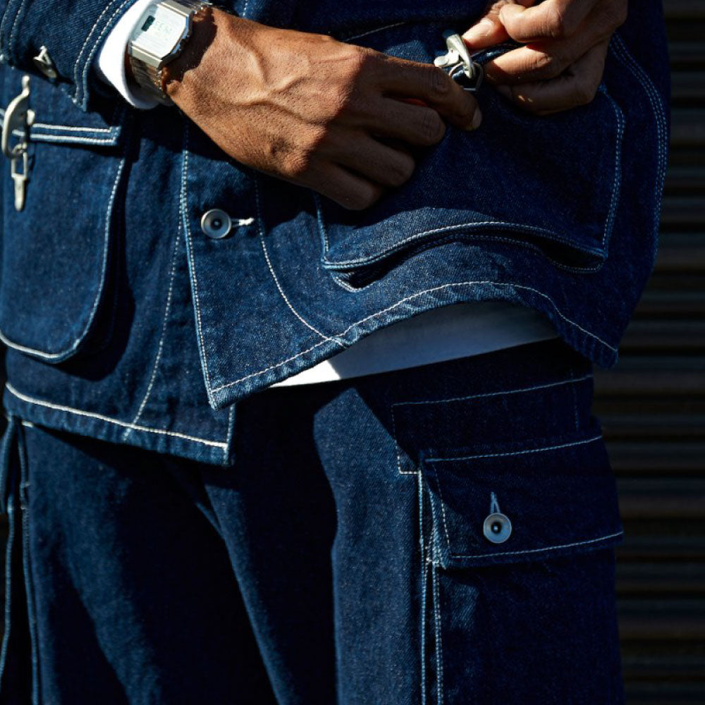 Washed Denim Cargo Pants Indigo デニム カーゴ パンツ