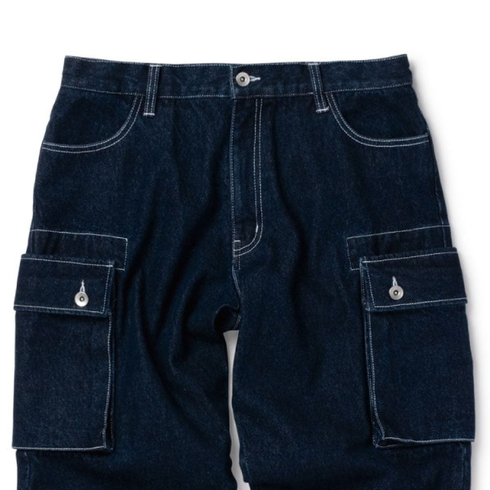 Washed Denim Cargo Pants Indigo デニム カーゴ パンツ