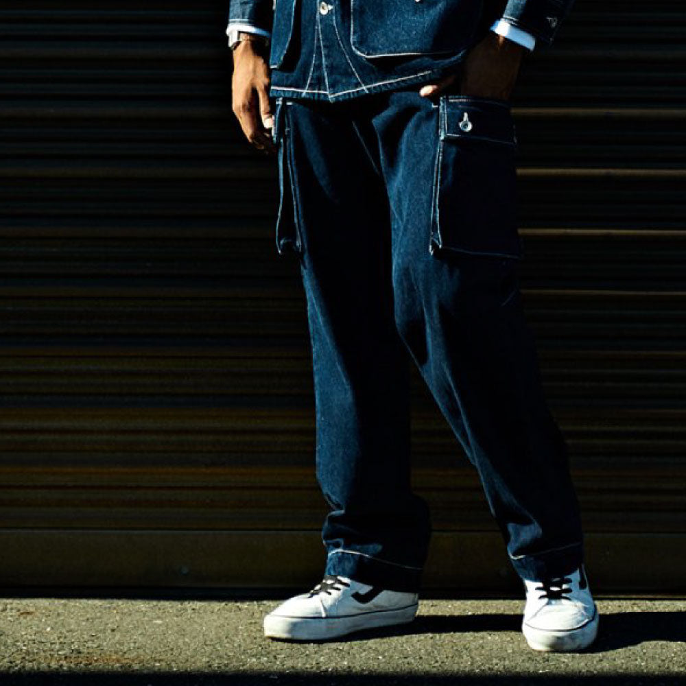 Washed Denim Cargo Pants Indigo デニム カーゴ パンツ