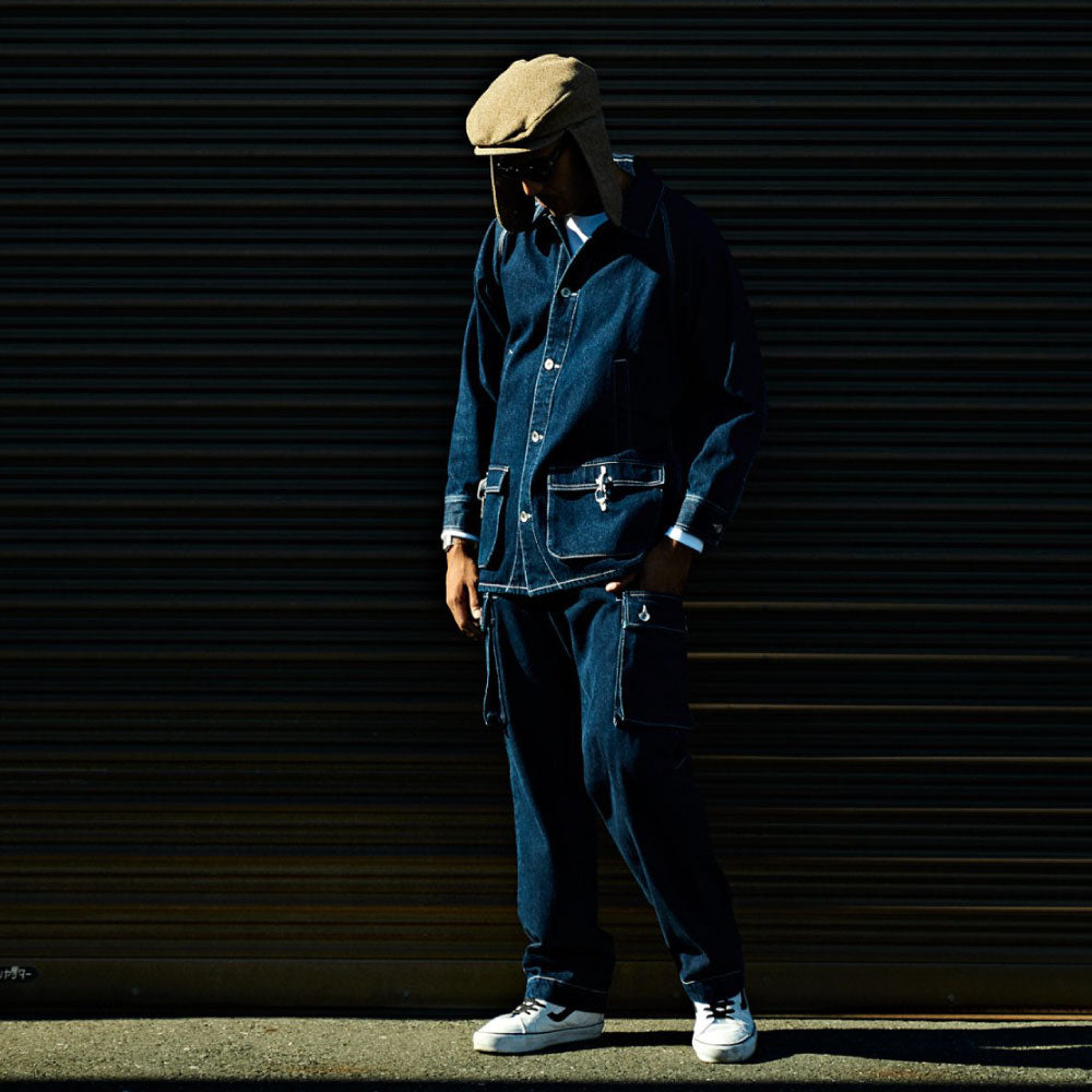 Washed Denim Cargo Pants Indigo デニム カーゴ パンツ