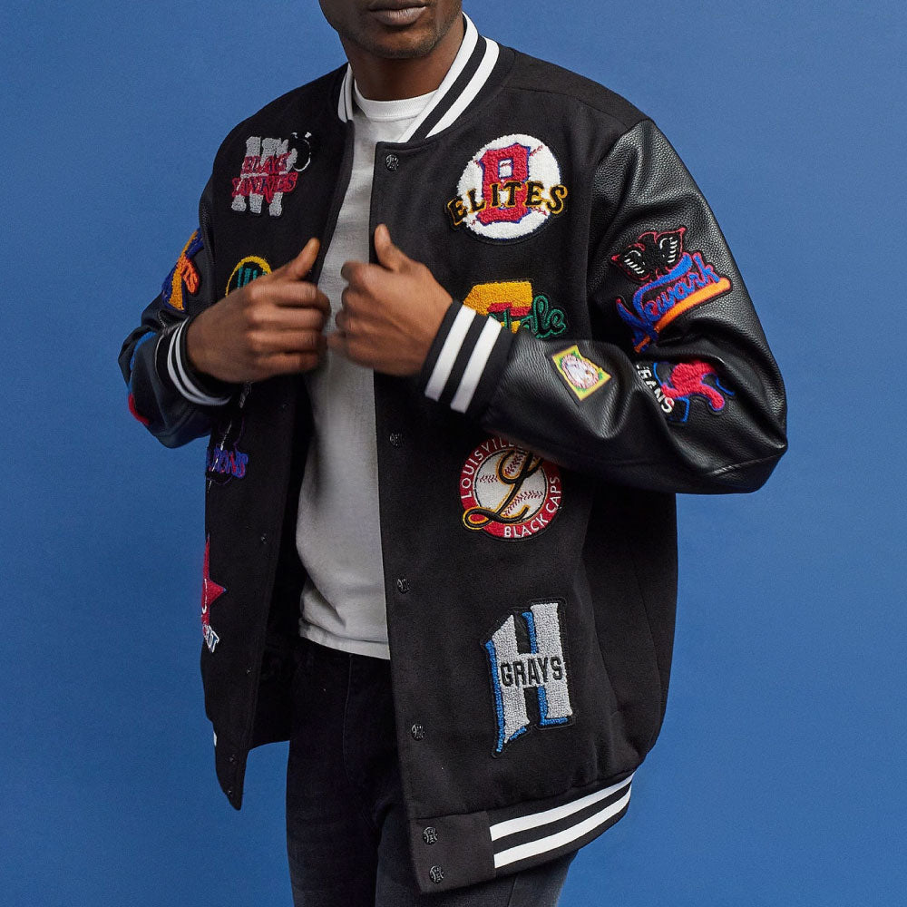 NLBM All Teams Multi Patched Varsity Jacket ニグロリーグ オフィシャル スタジアム ジャケット スタジャン