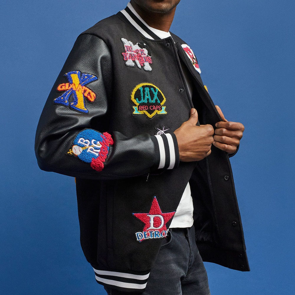 NLBM All Teams Multi Patched Varsity Jacket ニグロリーグ オフィシャル スタジアム ジャケット スタジャン