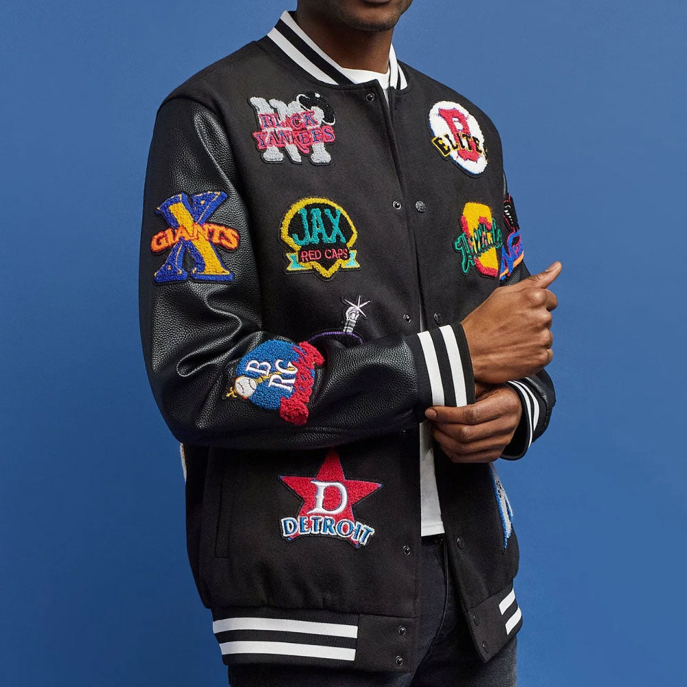 NLBM All Teams Multi Patched Varsity Jacket ニグロリーグ オフィシャル スタジアム ジャケット スタジャン