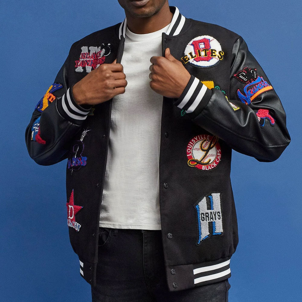 NLBM All Teams Multi Patched Varsity Jacket ニグロリーグ オフィシャル スタジアム ジャケット スタジャン