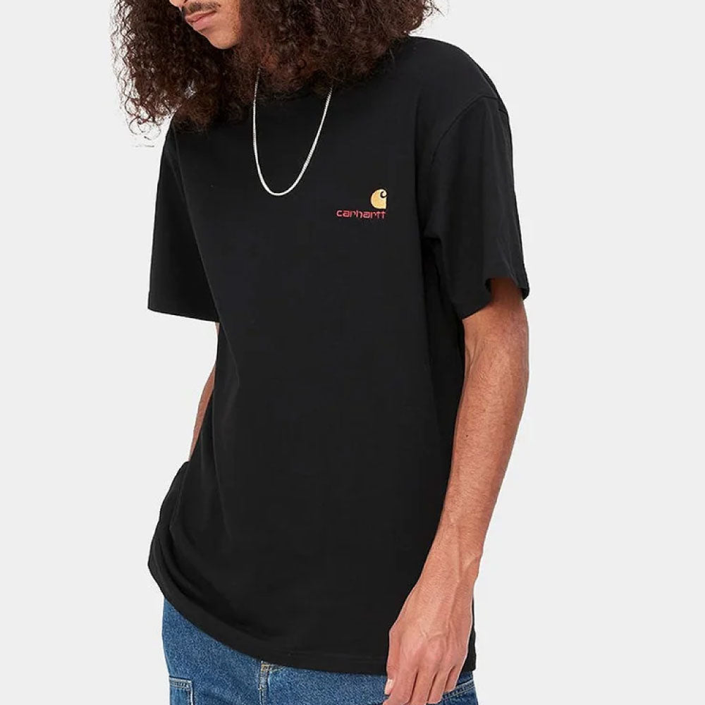 American Script S/S Tee ワンポイント ロゴ 半袖 Tシャツ Black ブラック