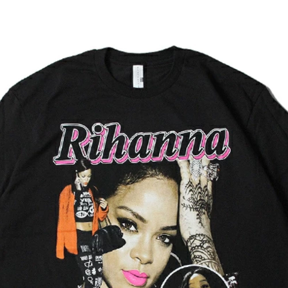Music S/S Tee Rihanna Black オフィシャル リアーナ フォト Tシャツ Official